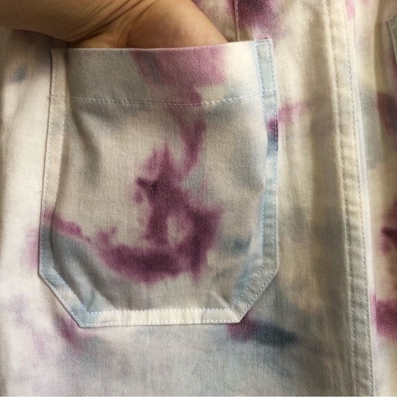 Anthropologie Kimmie Tie-Dye Tulip Denim Wrap Closure Button-Up Skirt - Picture 13 of 16